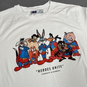 Looney Tunes Superman T Shirt Men Size 2XL‎ White WB 100 Years Heroes Unite
